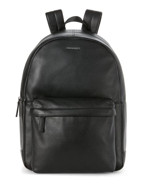 michael kors black leather backpack men